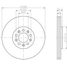 HELLA 8DD355107-611 (1J0615301 / 1J0615301C / 1J0615301K) тормозной диск с покрытием, передняя ось