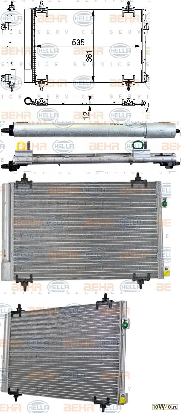 радиатор кондиционера citroen berlingo (08-) / c4 / ds4 / ds5 / peugeot 307 / 308 / 3008 / 5008 / partner