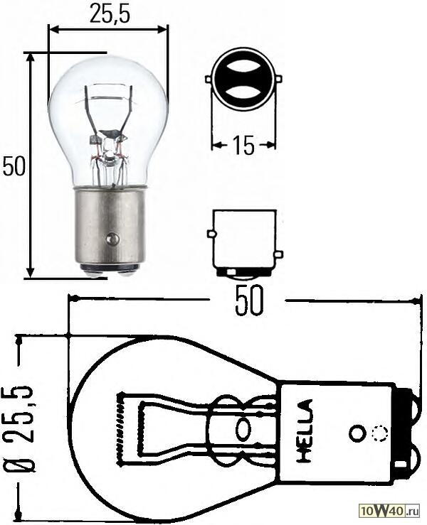 лампа накаливания 24v p21 / 5w bay15d задние габариты и стоп-сигнал\ man, mb, volvo
