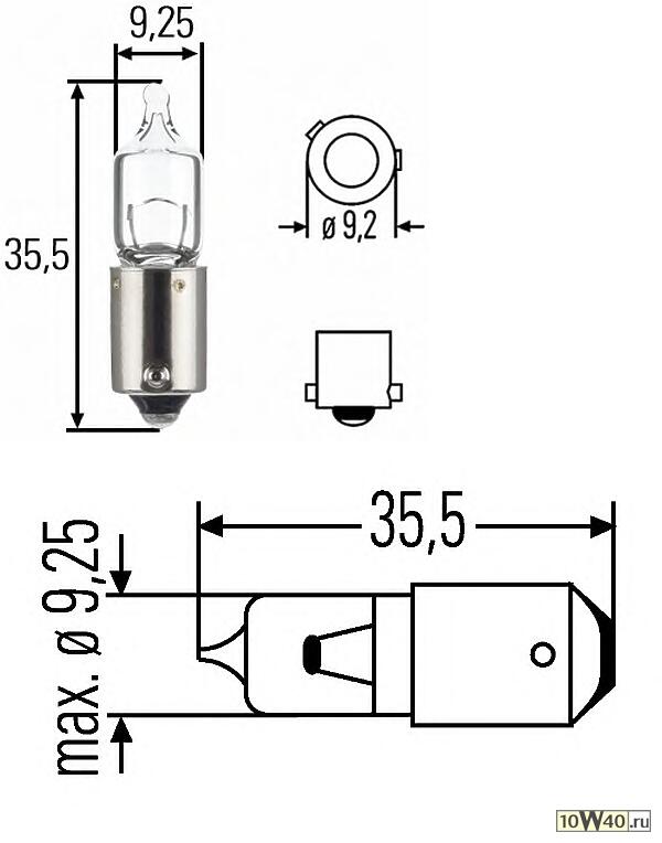 лампа (h6w) 12v 6w bax9s галогенная для стояночных огней и поворотников\