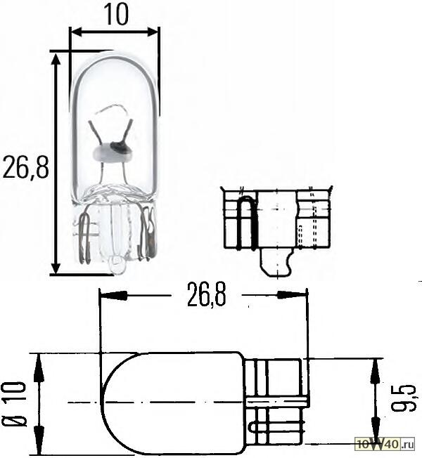 лампа (w3w) 12v 3w w2.1x9.5d приборная панель, стеклянный цоколь\