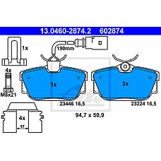 ATE 13.0460-2874.2 (7D0698451E / 7D0698451 / 7D0698451B) колодки дисковые з.\ VW t4 1.8 / 2.0 / 2.5 / 1.9d / td / 2.4d &syncro 90-98