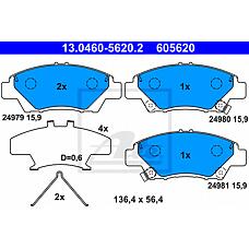 ATE 13.0460-5620.2 (45022TF0G01 / 45022TF0G02 / 45022TM8G00) колодки дисковые передние\ Honda (Хонда) insight 1.3 hybrid / Jazz (Джаз) III 1.2 / 1.4i 08>