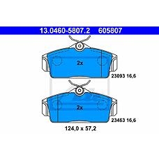 ATE 13.0460-5807.2 (13046058072 / 410602F257 / 410602F525) колодки дисковые п.\ Nissan (Ниссан) Primera (Примера) 1.6i-2.0i / 2.0td &16v 96-02