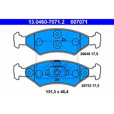 ATE 13.0460-7071.2 (1010503 / 1042688 / 1064763) колодки дисковые передние\ Ford (Форд) Escort (Эскорт) 1.1-1.8d 81-90 / Fiesta (Фиеста) 1.0-1.8d 81-02