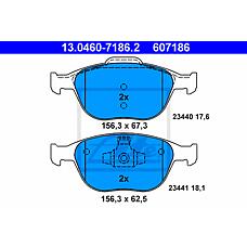 ATE 13.0460-7186.2 (1355950 / 1360303 / 2M5V2K021AA) колодки Ford (Форд) Focus (Фокус) st170 2.0l,Tourneo (Торнео) conect 1.8l 2002=>