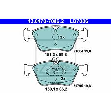 ATE 13.0470-7086.2 (0024204420 / 0024209620 / 0044200220) колодки дисковые передние ceramic\ mb w202 2.3 / 2.4 / 2.8 / w210 2.0-3.0d 95>