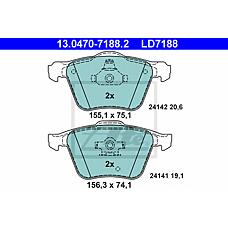 ATE 13.0470-7188.2 (274331 / 31262705) колодки дисковые передние ceramic\ Volvo (Вольво) xc90 2.5it / 3.0i t6 02>