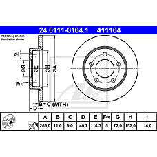 ATE 24.0111-0164.1 (BP4Y26251C / BP4Y26251B / C24Y26251C) диск торм. Mazda (Мазда) 3