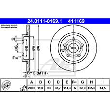 ATE 24-0111-0169-1 (4243105070) диск торм. зад.[290x11] 5 отв.