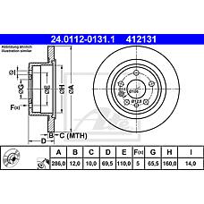 ATE 24.0112-0131.1 (569208 / 90444513) диск тормозной задний\ Opel (Опель) Omega (Омега) 2.0-3.2 94>