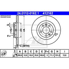 ATE 24.0112-0162.1 (230795
 / 230795 / 32411137665
) диск тормозной задний\ Peugeot (Пежо) 407 1.8-3.0 / 1.6hdi / 2.0-2.7hdi 04>