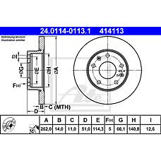 ATE 24.0114-0113.1 (SDB100830 / ANR4983 / 230544) диск тормозной передний\ Land rover (Ленд ровер) Freelander (Фрилендер) 1.8 / 2.0d 98>