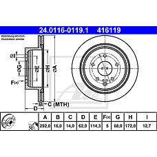ATE 24-0116-0119-1 (230797
 / 230797 / 432000016R) торм.диск зад.вент.[292x16] 5 отв.