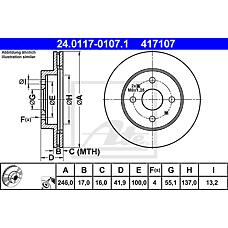ATE 24-0117-0107-1 (4351297402000) диск торм.пер.вент.[246x17] 4 отв.