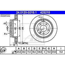 ATE 24.0120-0210.1 (SDB000636 / SDB000634 / SDB000635) диск торм.зад. Land rover (Ленд ровер) range rover IIi, discoevry III 2.7td 04=>