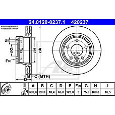 ATE 24.0120-0237.1 (34216792227) диск тормозной задний\ BMW (БМВ) e81 / e87 / e90 / f22 / f32 1.8-2.0d 04>