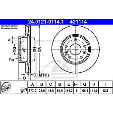 ATE 24.0121-0114.1 (SDB101070 / SDB000080 / 230574) диск тормозной передний\ Land rover (Ленд ровер) Freelander (Фрилендер) 1.8-2.0td 00>