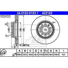 ATE 24.0122-0152.1 (8E0615301B / 8E0615301D / 8E0615301P) диск торм. Audi (Ауди) a4 / VW Passat (Пассат) lucas