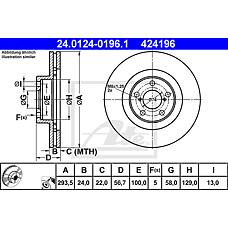 ATE 24.0124-0196.1 (26300AC041 / 26300AE02A
 / 26300AE02A) диск тормозной передний\ Subaru (Субару) Impreza (Импреза) 2.0t 94>