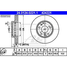 ATE 24-0124-0221-1 (402060010R / 402064151R) торм.диск пер.[280x24] 5 отв.