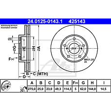 ATE 24-0125-0143-1 (4351242030) диск торм. пер.вент.[275x25] 5 отв.