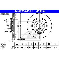 ATE 24.0126-0134.1 (MR510966 / MR510967 / MR510965) диск тормозной