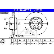 ATE 24.0128-0276.1 (2464210112) диск тормозной передний\ mb w176 / w246 / c117 / x156 1.8-2.0 13>