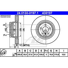 ATE 24.0130-0197.1 (SDB500192 / SDB500192SDB500193 / SDB500193) диск тормозной передний\ land roverrange rover III 4.2 / 5.0 / 3.6td 05>
