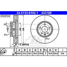 ATE 24-0133-0100-1 (7E0615301C) диск торм. пер. вент.[340x32,6] 5 отв.