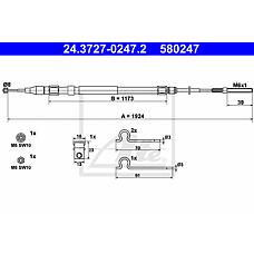 ATE 24.3727-0247.2 (34411162998 / 34401166234) трос ручника левый\ BMW (БМВ) e39 all 96>