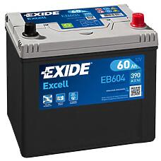 EXIDE EB604 (3361077E61 / E37101C060 / 60AH) аккумулятор excell 12v 60ah 390a 230х172х220 полярность etn0 клемы en крепление