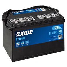EXIDE EB758  акб exide excell 12v 75ah 770a us 260x180x186 / +- /