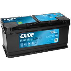 EXIDE EK1050 (000915105CF / 105AH / 61217604808) ek1050 exide agm start&stop аккумулятор 12v 105ah 950a etn 0(r+) b13 392x175x190 28,8kg 36610240365