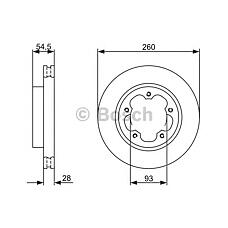 BOSCH 0986479392 (020223 / 0986479392 / 0986479C09) диск торм. пер.вент.[280x28] 5 отв.