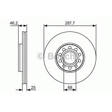 BOSCH 0986479S19 (4B0615301B) диск торм. пер.вент.[288x25] 5 отв.