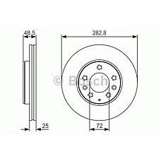 BOSCH 0986479S60 (GJ6Y3325XA) диск торм. пер.вент.[282.5x25] 5 отв.