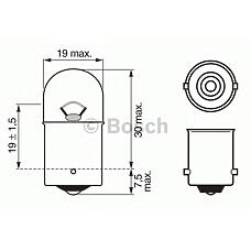 BOSCH 1987302203 (004008100000 / 009600110000 / 02449820) лампа накаливания 10шт в упаковке r10w 12v 10w ba15s pure light (стандартные характеристики)