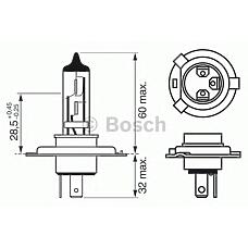 BOSCH 1987302442 (1987302045 / VLH401 / VLH402) снят, замена 1987302742 лампа h4 heave duty 24v 75 / 70