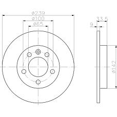 TEXTAR 92105803 (1J0615601D) диск тормозной задний [239x8,9] 5 отв. с покрытием pro полный