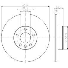TEXTAR 92132200 (4F0615301D) диск торм.пер. вент.[314х25] 5 отв.audia6 2.0tdi / 2.4 05 / 04->
