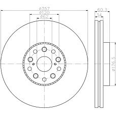 TEXTAR 92224303 (4351250250) диск тормозной передний r [357x34] 5 отв. с покрытием pro вентилируемый