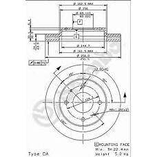 BREMBO 09564014 (51712M2000 / 561926J / MB407639) тормозной диск