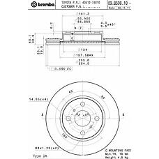 BREMBO 09.B508.10 (4351274010) диск тормозной передний\ Toyota (Тойота) iq 1.0 / 1.4d-4d 09>