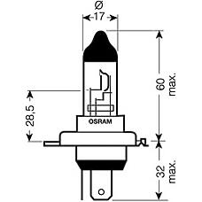 OSRAM 62203  лампа 100 80w 12v цоколь p43t off road