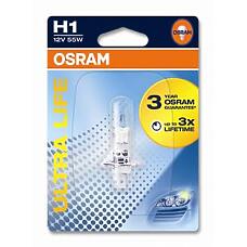 OSRAM 64150ULT-01B (002587100000 / 032505 / 0500) лампа h1 12v 55w ultra life p14.5s, блистер 1 шт.