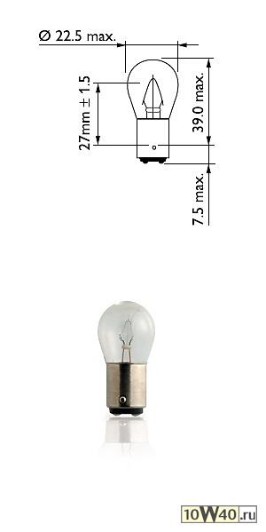 лампа philips галогеновая p22 ba15s 15w
