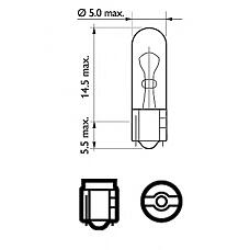PHILIPS 12505CP (W2X46D / 12505 / 2722) лампа (10шт в упаковке) 12v 2w w2w