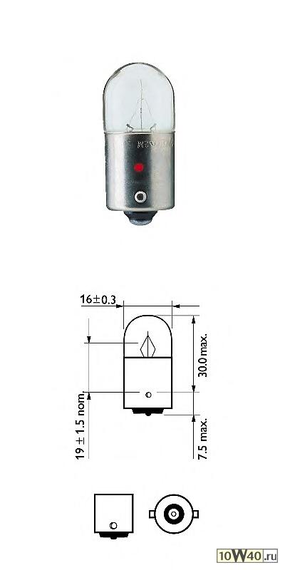 лампа (10шт в упаковке) 12v 5w r5w longlife ecovision