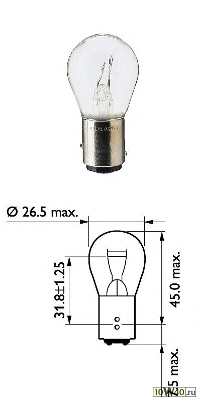 лампа накаливания p21 / 5w 24v 21 / 5w bay15d hcv